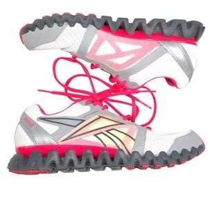Reebok ZigQuick Fire Womens Running Shoes White Pink Silver Size 6.5